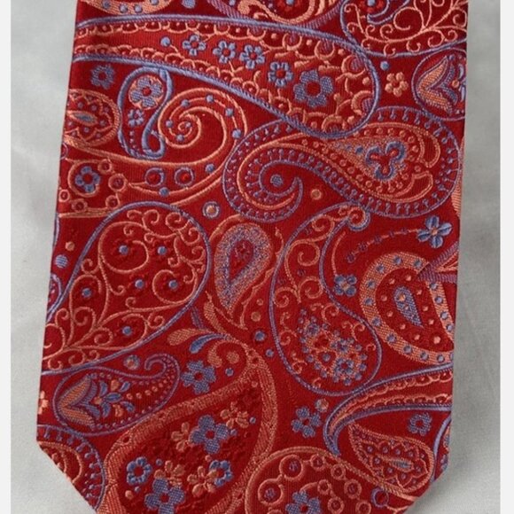 Ted Baker London Ped Paisley Textured Silk Neck Tie Hand Tailored USA - Picture 3 of 5